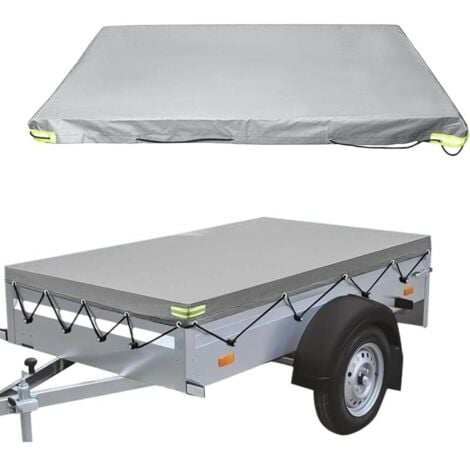 Lntyq Bâche plate pour remorque - 21412213cm - 420 D - Étanche à la poussière - Pour remorque de 750 kg - Gris