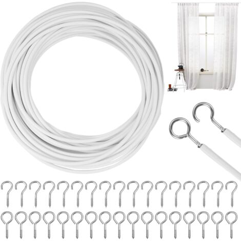 WANDGU 15M Câble Rideau Blanc: Système De Suspension Pour Rideaux à