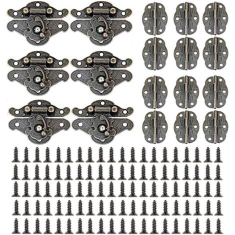 INCREWAY Lot De 20 Loquets En Bois Dorés - Mini Fermeture Antique 29x26mm Pour Boîtes à Bijoux, Tiroirs Et Armoires
