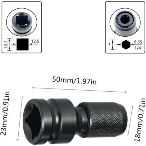 Decdeal Kit 4 Adaptateurs De Douille 1/4" 3/8" 1/2" - Acier Haute Résistance - Pour Perceuse