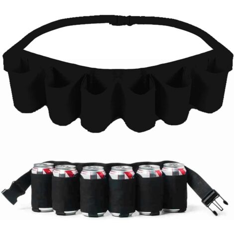 Lntyq Ceinture à Bière Soda,Ceinture Pour Bière Avec 6 Poches,Ceinture Portable Pour Bière