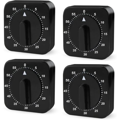 Minuteur De Cuisine Mécanique 60 Minutes – Design Rétro, Alarme Sonore – Noir – Pour Cuisson, étude, Sport