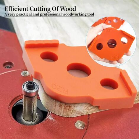 Lntyq Gabarits de Défonceuse à Rayon 4pcs Radius Jig Gabarit de Routeur Calibres D'angle D'affutage pour Outil de Travail du Bois Coins Arrondis R5 R10 R15 R20 R25 R30 R35 R40 (Orange)