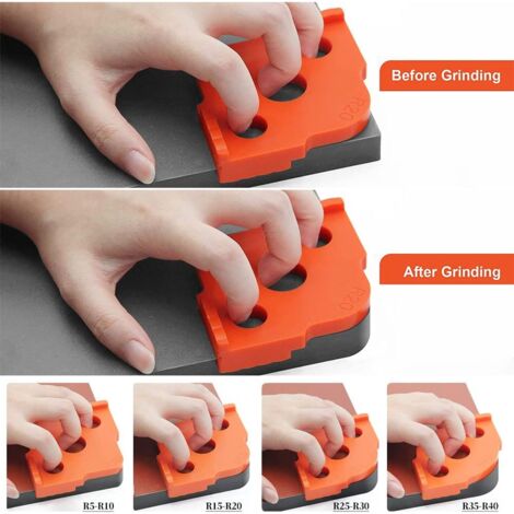 Lntyq Gabarits de Défonceuse à Rayon 4pcs Radius Jig Gabarit de Routeur Calibres D'angle D'affutage pour Outil de Travail du Bois Coins Arrondis R5 R10 R15 R20 R25 R30 R35 R40 (Orange)