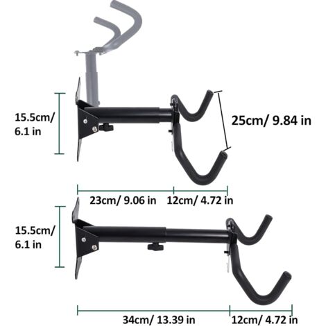 Support Mural Réglable Et Pliable Pour Vélo Auvstar - Crochet Rembourré - Charge Jusqu'à 50 Kg - Pour VTT, Vélo De Route, Vélo électrique