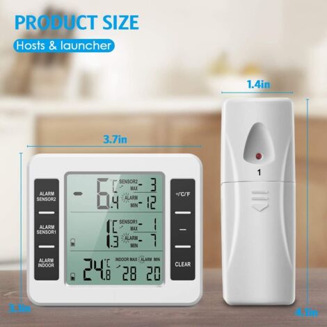 Thermomètre numérique pour réfrigérateur - Thermomètre sans fil pour congélateur avec Thermomètre numérique pour réfrigérateur - Thermomètre sans fil pour congélateur avec