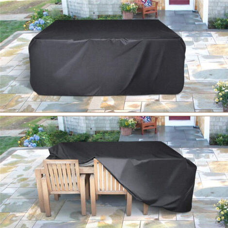 Housse De Protection Pour Table De Jardin - Tissu Oxford 210D Imperméable - 90x90x74 Cm - Noir - Hivernage Et Intempéries