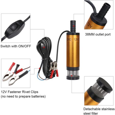 Mini Pompe De Vidange Submersible 12V - Diamètre 51mm, 25L/min - Pour Huile, Gasoil, Eau Propre