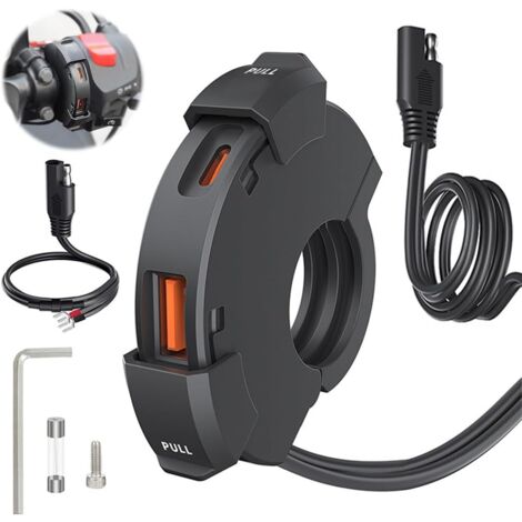 Chargeur USB 12V Pour Moto - Universel, étanche, Compatible Téléphone Et Tablette - Noir, Neuf Sous Blister
