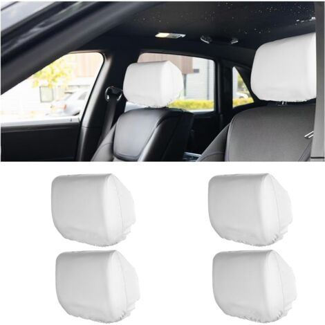Housses D'appui-tête Voiture Universelles - Lot De 4, Tissu Tricoté Respirant, Lavables, Blanc/noir