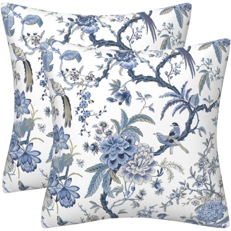Lot De 3 Taies D'oreiller Carrées Fortuny 20x20 Pouces – Bleu RICHELIEU – Jamais Utilisées