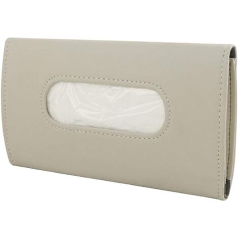 MoreChioce Boîte à Mouchoirs Voiture En Cuir PU - Porte-Mouchoirs Suspendu Pare-Soleil, Beige
