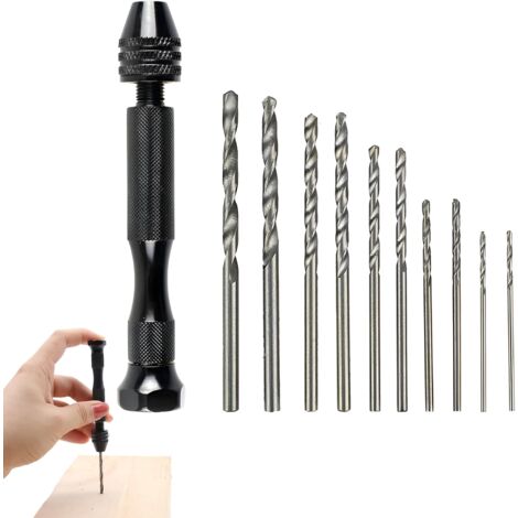 Lntyq Mini perceuse manuelle Pin Vise - Avec 10 forets hélicoïdaux (0,8 ...