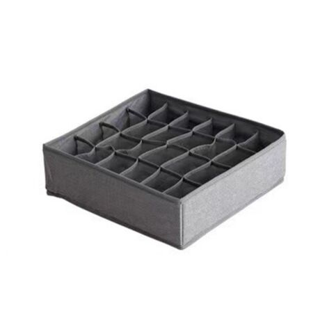 Joyoldelf Lot De 4 Boîtes De Rangement Pliables 24 Cellules Pour Chaussettes Et Sous-Vêtements - Gris