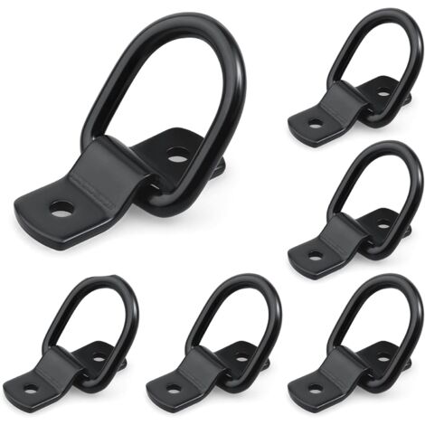 Lot De 20 Anneaux D'arrimage En D En Acier Inoxydable Noir - 36x25 Mm, Vis Incluses - Pour Camion, Bateau, Camping, Garage - 6
