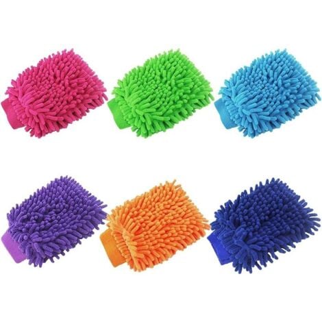 Dedang Gants Chenille En Microfibre De Lavage De Voiture De Qualité Supérieure. Absorbeur Super Automatique Fibre Micro Ponge Paquet 2 Bleu