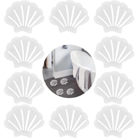 Autocollants Antidérapants Pour Baignoire Et Douche - Lot De 10, Transparents/blancs, Diamètre 10cm