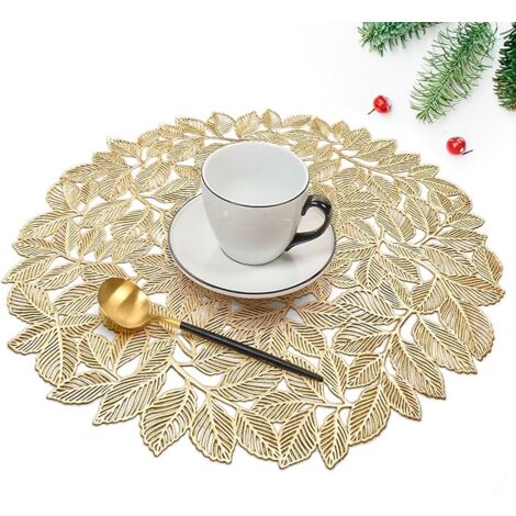 Banchif Sets De Table Double Face Lot De 6 – Motif Feuilles Printemps Pâques, PVC Antidérapant Lavable 45 X 30 Cm