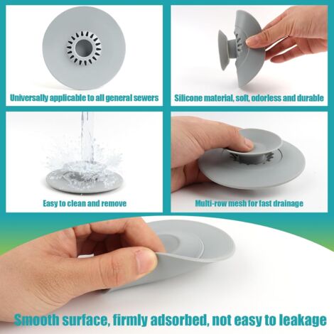 4 Pièces Bouchon de Vidange en Silicone, Bouchon D'évier en Caoutchouc Antidérapant avec Filtre à Cheveux Et Bouchon de Baignoire, Convient pour Les Lavabos, Les Salles, Cuisine