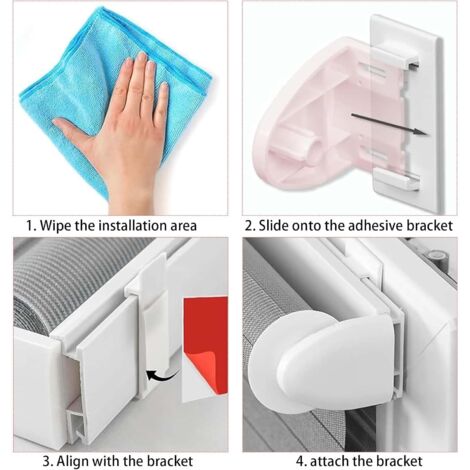 Lot De 8 Supports Adhésifs Pour Stores Sans Perçage – Fixation Courte Pour Stores Enrouleurs, Occultants