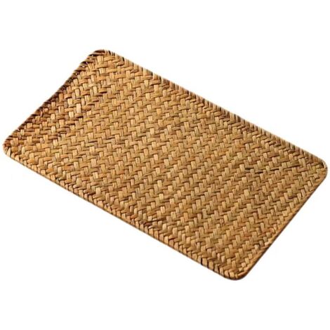 BSTKEY Lot De 6 Sets De Table En Rotin Naturel Tissé Pour Table à Manger Et Cuisine, Rectangulaire, 43,2 X 30 Cm (café