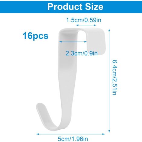 VIDETOL Lot De 10 Crochets Muraux En J 20x16 Cm - Crochets Garage Robustes Pour Outils Et Rangement