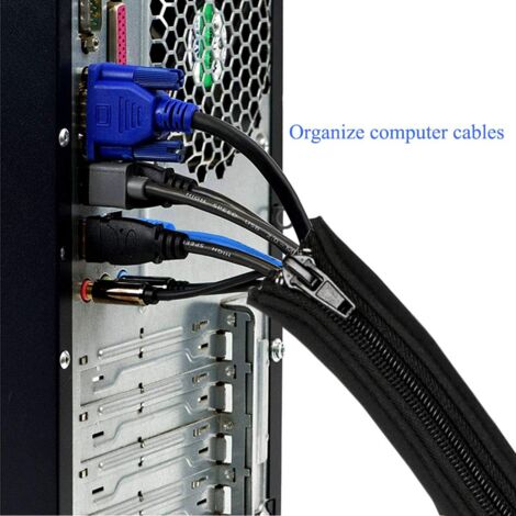 JOTO Manchon De Gestion De Câbles, Système De Gestion De Cordons Pour Téléviseur/ordinateur/divertissement à Domicile, Manchon De Câble Flexible De 101,6 Cm, 2 Pièces, Noir