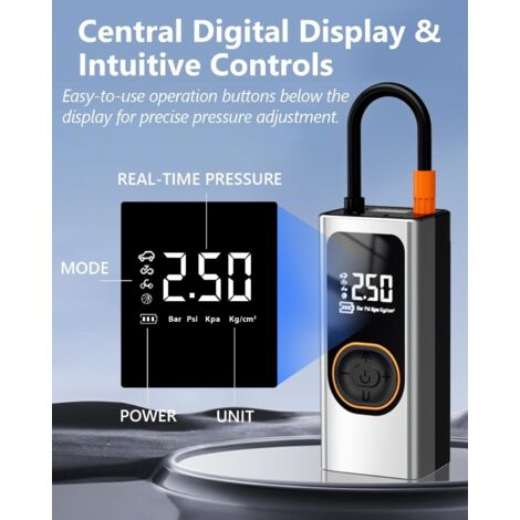 Compresseur à Air Portatif 150 PSI - Gonfleur De Pneus Sans Fil Avec écran LCD, Pour Voiture, Moto, Vélo, Ballons