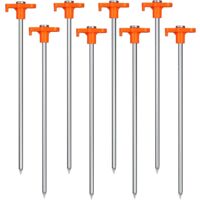 8 Piquets De Tente En Acier - 40cm - Robustes Incassables - Pour Camping, Tarp, Auvent