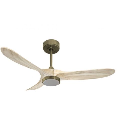Ouray 2  de Klassfan - Ventilateur de plafond et destratificateur moteur DC Laiton avec Lumière pales bois clair 25 à 40 m² (1/4)