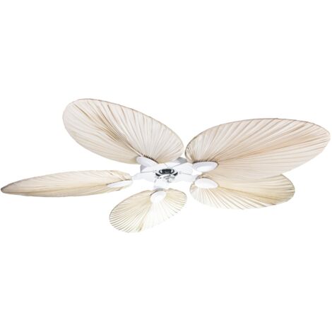 Tenerife - Super destratificateur et ventilateur DC 132 cm Chrome pales bois blanc sans Lumière 25 à 35 m² (1/5)