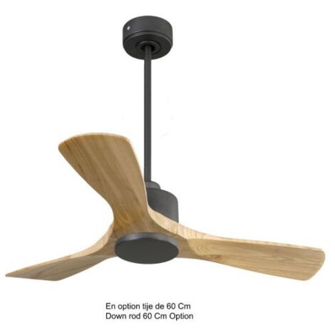 Modulo Ventilateur de plafond pour chambres gris basalte et bois massif clair 10 à 25 m² KLDC1SlimP6Sw (1/4)