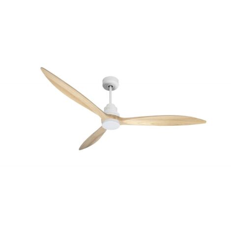 Tenerife - Super destratificateur et ventilateur DC 166 cm Blanc pales bois clair avec Lumière 30 à 60 m² (1/5)