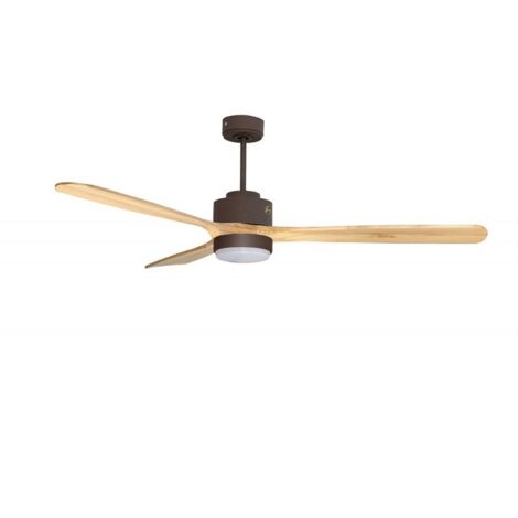 Modulo de KlassFan - Super destratificateur et ventilateur DC 166 cm Chocolat pales bois clair avec Lumière 30 à 60 m² (1/5)
