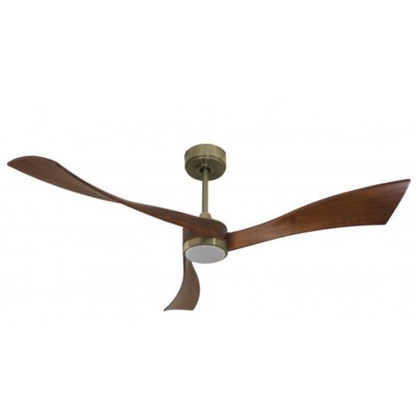 Twist, Ventilateur déstratificateur d'air, pales bois sombre 166 Cm Moteur laiton brossé avec point lumineux LED. (1/2)