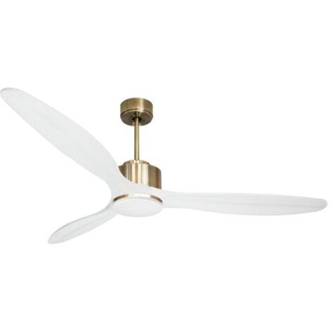 Modulo de KlassFan - Super destratificateur et ventilateur DC 166 cm Laiton pales bois blanc avec Lumière 30 à 60 m² (1/5)