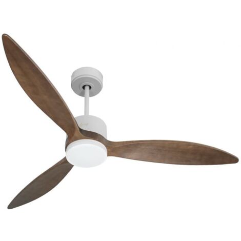 Modulo slim - Super destratificateur et ventilateur DC 132 cm Blanc pales bois sombre avec Lumière 25 à 35 m² (1/5)