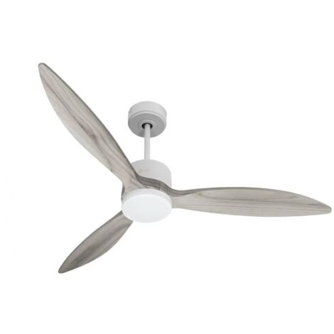 Modulo slim - Super destratificateur et ventilateur DC 132 cm Blanc pales bois gris avec Lumière 25 à 35 m² (1/5)