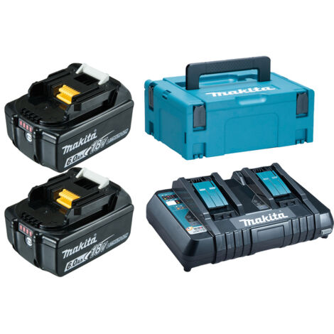 Makita – Pacchetto di 2 batterie 18V 6.0Ah Li-Ion con caricabatterie doppio – Tecnologia XPT per durata – SKU 1980778 (1/10)