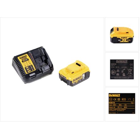 Batteria agli ioni di litio DeWalt XR da 5,0 Ah, 18 V con caricatore caricabatteria originale DCB115 DCB184