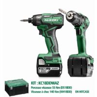 Kit 18V HIKOKI Trapano DS18DD + Avvitatore WH18DD + 2 Batterie 5Ah - KC18DDWAZ