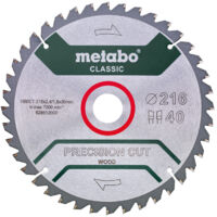 Metabo PRECISION CUT WOOD CLASSIC 628652000 Lama circolare 216 x 30 x 1.8 mm Numero di denti: 40 1 pz.