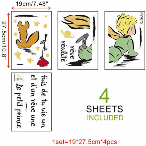 Adesivo Murale Il Piccolo Principe - 'Fai Della Tua Vita Un Sogno' - Scritta Italiana, 60x90 Cm, Vinile Trasparente - Foto 10