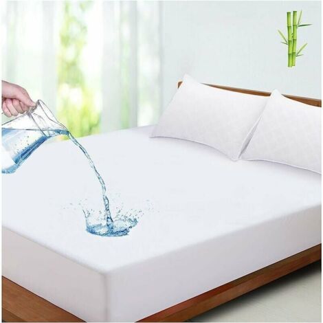 Coprimaterasso Impermeabile In Bambù E Viscosa, 150x190/200 Cm, Altezza 30 Cm, Traspirante E Ipoallergenico, Antiscivolo