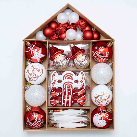ZALAON Set di 44 palline di Natale da 3,2/5,8 cm, rosse e
