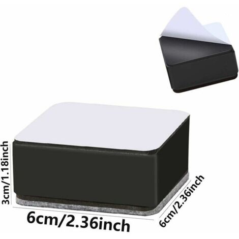 SNSYGN 4 piedini rialzati per mobili, 4 cm, altezza regolabile, per divano, scrivania, divano, tavolo, libreria (nero/quadrato