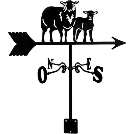 MagiDeal Wetterfahne Schaf Ornament - Metall Windrichtungsanzeiger Für Garten