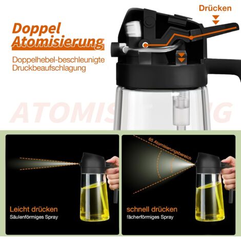 4 Farben Ölsprüher 180 Ml – Öl-Sprühflasche Zum Kochen Für Salate, Grillen & Backen, Mit Feiner Zerstäubung, Weiß