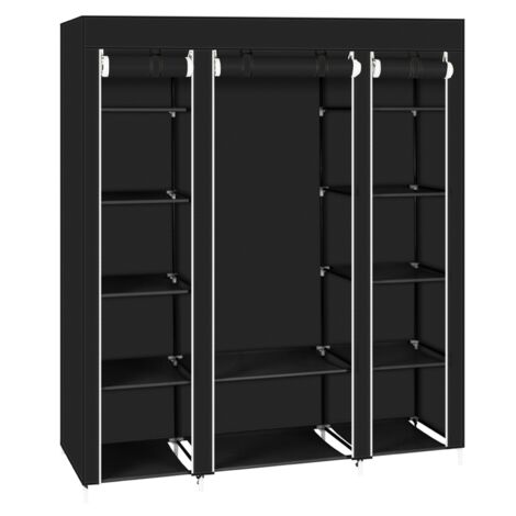 69 Zoll tragbarer Kleiderschrank, Aufbewahrungs-Organizer mit Vliesstoff, schnell und einfach aufzubauen, extra stark und langlebig, Schwarz