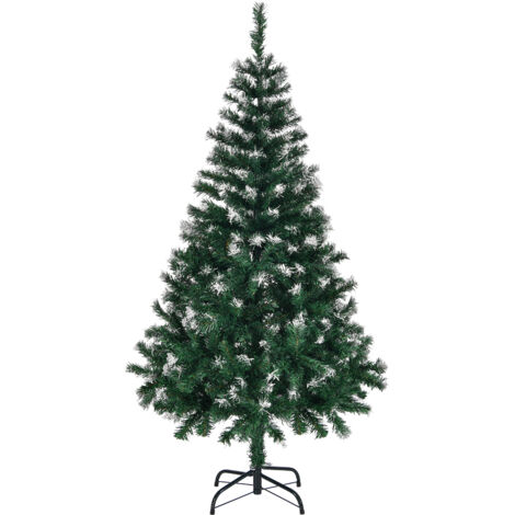 4 Fuß künstlicher, schneebedeckter Weihnachtsbaum, unbeleuchteter Weihnachtsbaum mit 300 Zweigspitzen und stabilem Metallständer für die Weihnachtsdeko zu Hause oder im Büro, grün & mit Schneespitze (1/5)